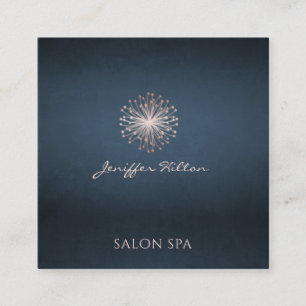Professional elegant navy blue chic dandelion square business card