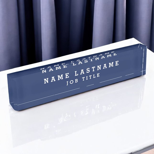 Professional Elegant Navy Blue Desk Nameplate (Creator Uploaded)