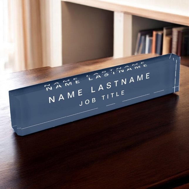 Professional Elegant Navy Blue Desk Nameplate (Creator Uploaded)
