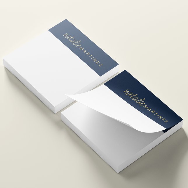 Professional Elegant Navy Blue Gold Personalised Post-it Notes (Creator Uploaded)