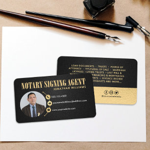 Professional Elegant Notary Signing Agent Photo Business Card