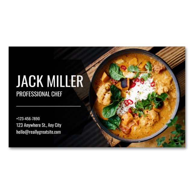 Professional Elegant Personal Chef Catering  Magnetic Business Card (Front)