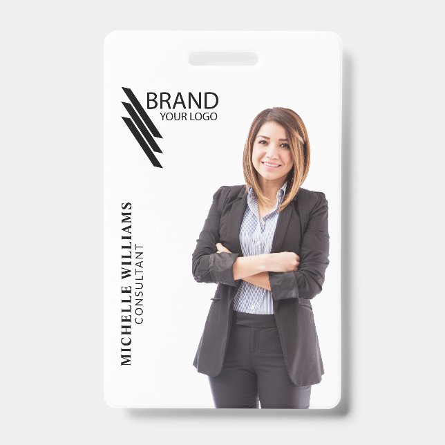 Professional Elegant Photo And Logo  ID Badge (Front)