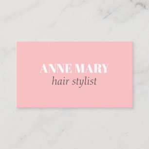 Professional Elegant Pink White Hairstylist Salon Business Card
