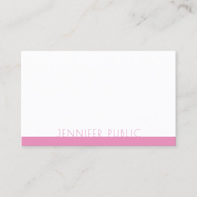 Professional Elegant Pink White Template Modern Business Card (Front)