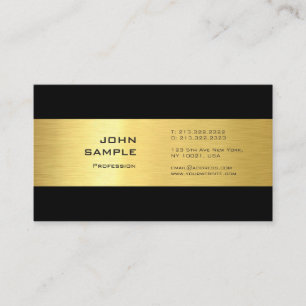 Professional Elegant Plain Gold Look Black Modern Business Card