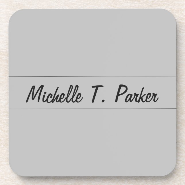 Professional elegant plain minimalist calligraphy coaster (Front)