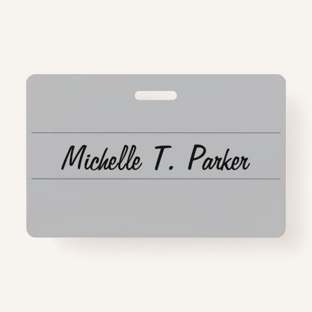 Professional elegant plain minimalist calligraphy ID badge (Front)