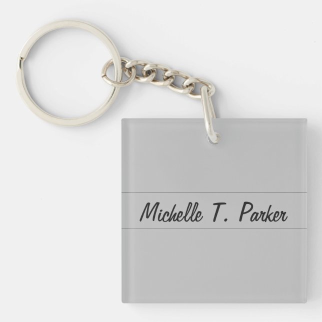Professional elegant plain minimalist calligraphy key ring (Front)