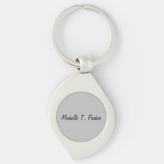 Professional elegant plain minimalist calligraphy key ring (Front)