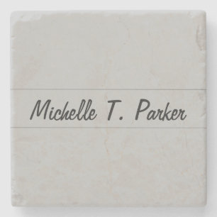 Professional elegant plain minimalist calligraphy stone coaster