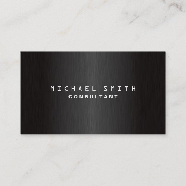 Professional Elegant Plain Modern Black Simple Business Card (Front)