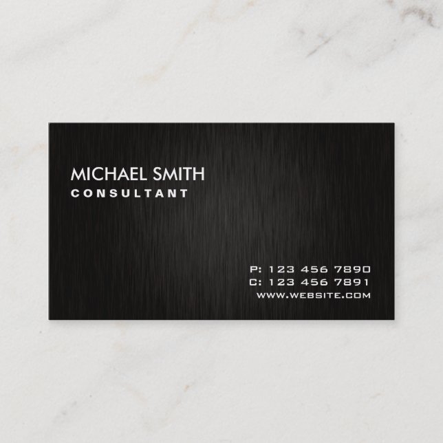 Professional Elegant Plain Modern Black Simple Business Card (Front)