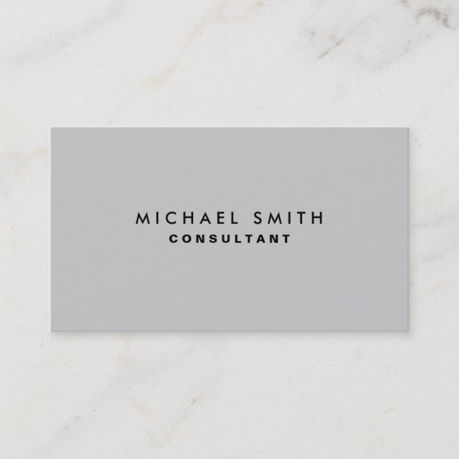 Professional Elegant Plain Modern Grey Simple Business Card (Front)
