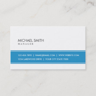Professional Elegant Plain Simple Blue and White Business Card