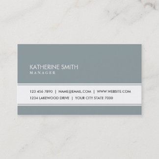 Professional Elegant Plain Simple Green Grey Business Card