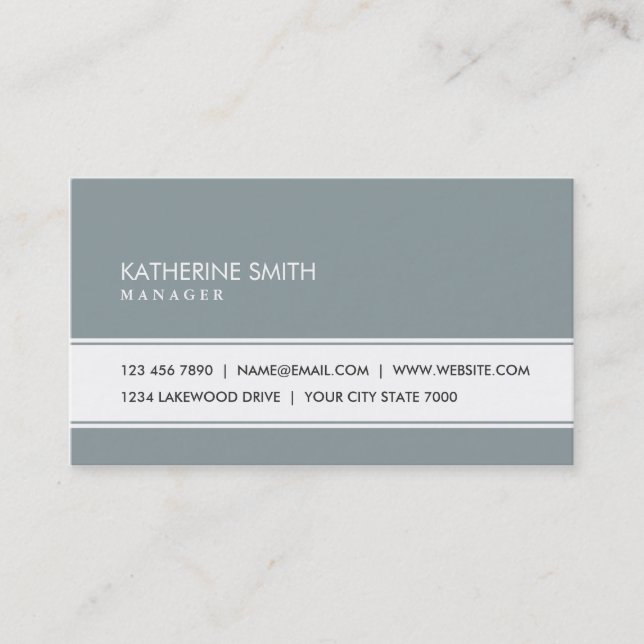 Professional Elegant Plain Simple Green Grey Business Card (Front)