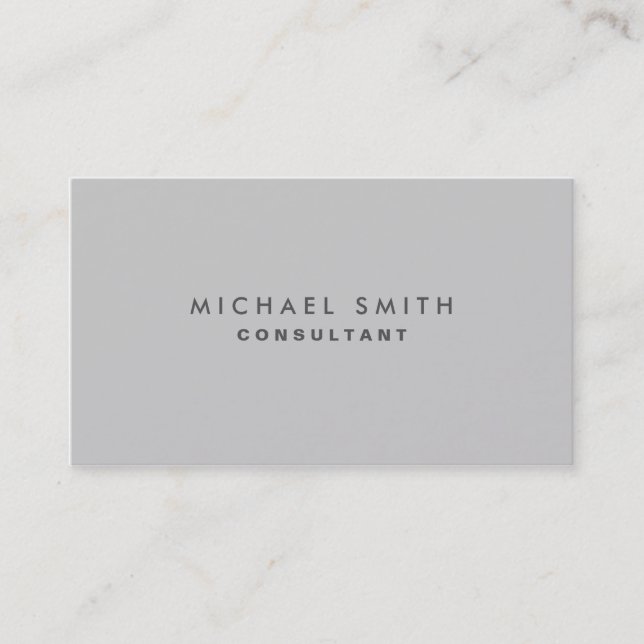 Professional Elegant Plain Simple Modern Grey Business Card (Front)