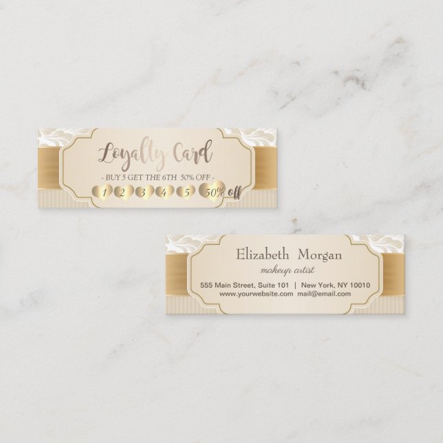 Professional Elegant Professional Gold Hearts Loyalty Card (Front/Back)