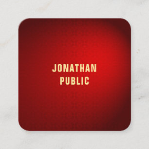 Professional Elegant Red Damask Gold Text Template Square Business Card