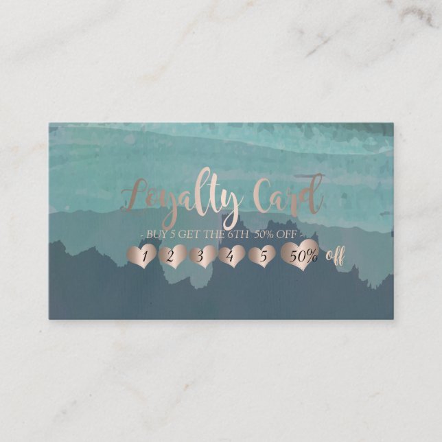 Professional Elegant Rose Gold Hearts Loyalty Card (Front)