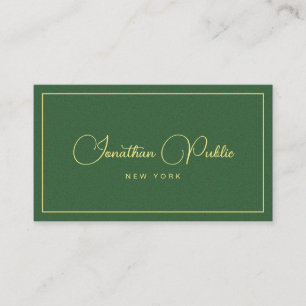 Professional Elegant Script Your Custom Text Green Business Card