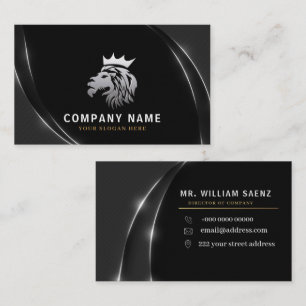 Professional Elegant Silver Lion Logo Business Card