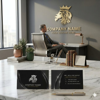 Professional Elegant Silver Lion Logo Business Card