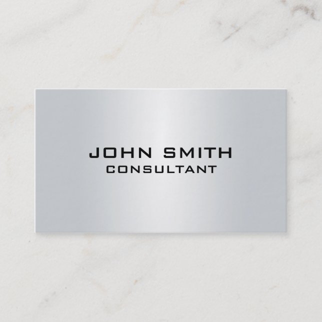 Professional Elegant Silver Metal Plain Modern Business Card (Front)