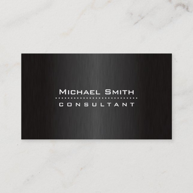 Professional Elegant Simple Black Brushed Metal Business Card (Front)