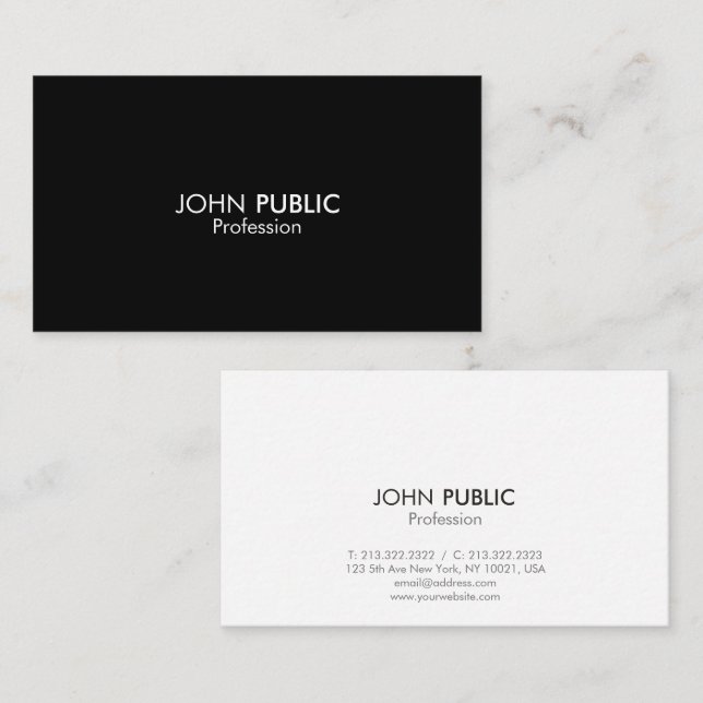 Professional Elegant Simple Design Black and White Business Card (Front/Back)