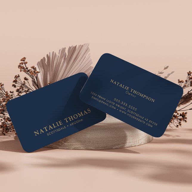 Professional Elegant Simple Minimalist Blue Gold Business Card (Creator Uploaded)