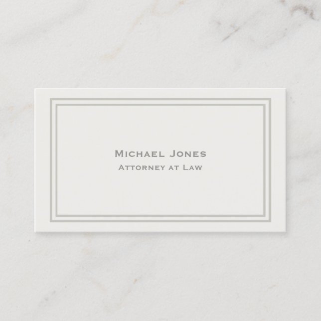Professional Elegant Simple Plain Attorney Cream Business Card (Front)