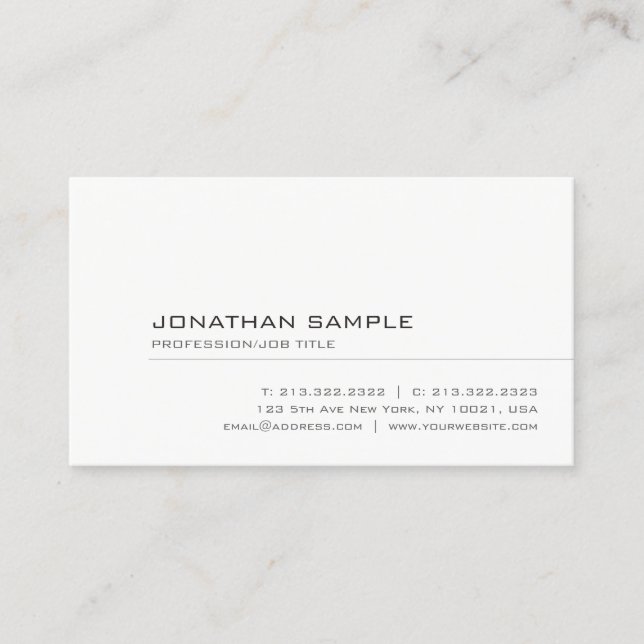 Professional Elegant Simple Template Modern Business Card (Front)