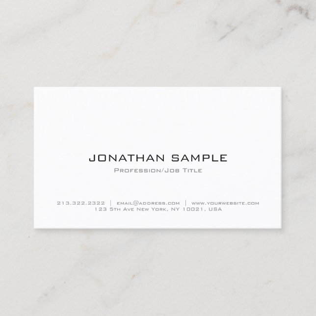 Professional Elegant Simple White Modern Template Business Card (Front)
