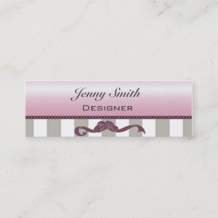 Professional elegant stipes lace bow modern mini business card