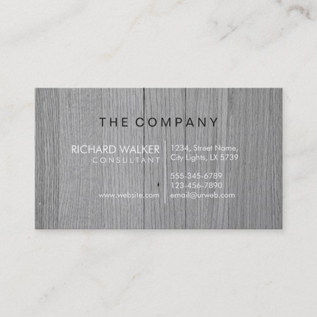 Professional Elegant Subtle Black Wood Modern Business Card (Front)