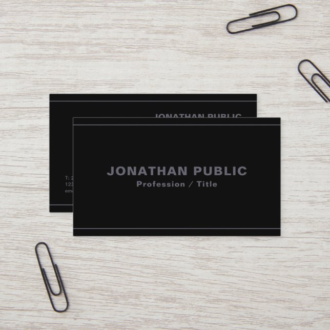 Professional Elegant Template Black & Anthracite Business Card (Front/Back In Situ)