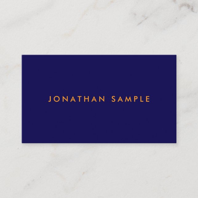 Professional Elegant Template Deep Blue & Orange Business Card (Front)