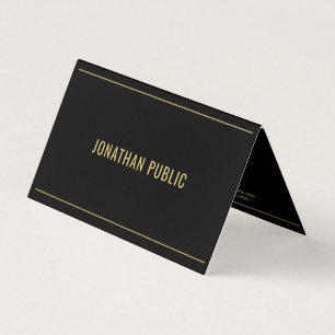 Professional Elegant Template Folded Black & Gold Business Card
