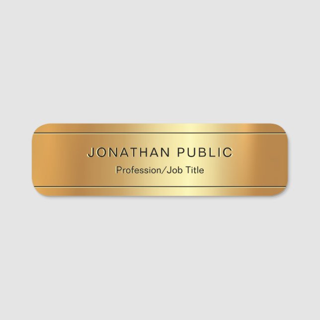 Professional Elegant Template Gold Emboss Effect Name Tag (Front)