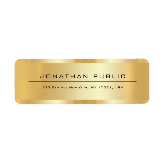 Professional Elegant Template Gold Return Address Label (Front)