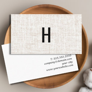 Professional Elegant Texture Beige Black Monogram Business Card