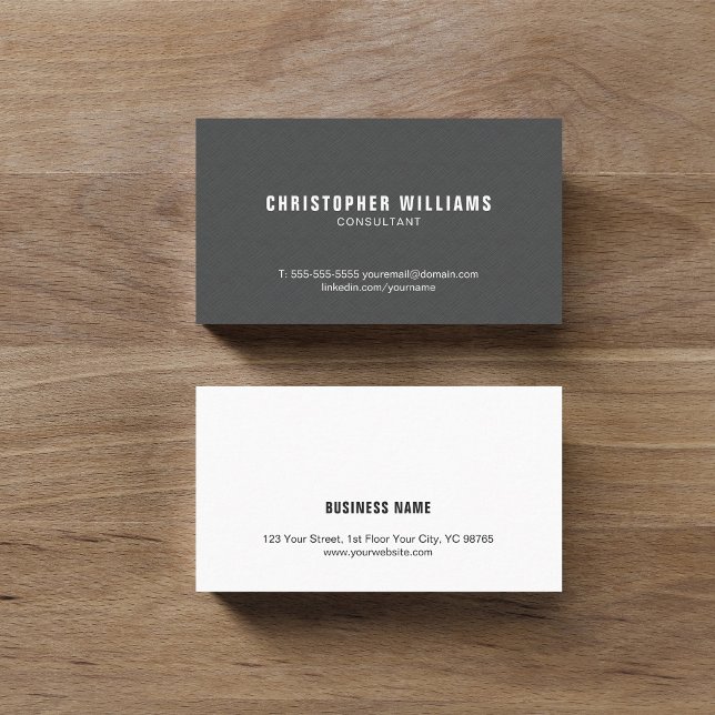 Professional Elegant Texture Grey White Consultant Business Card (Creator Uploaded)