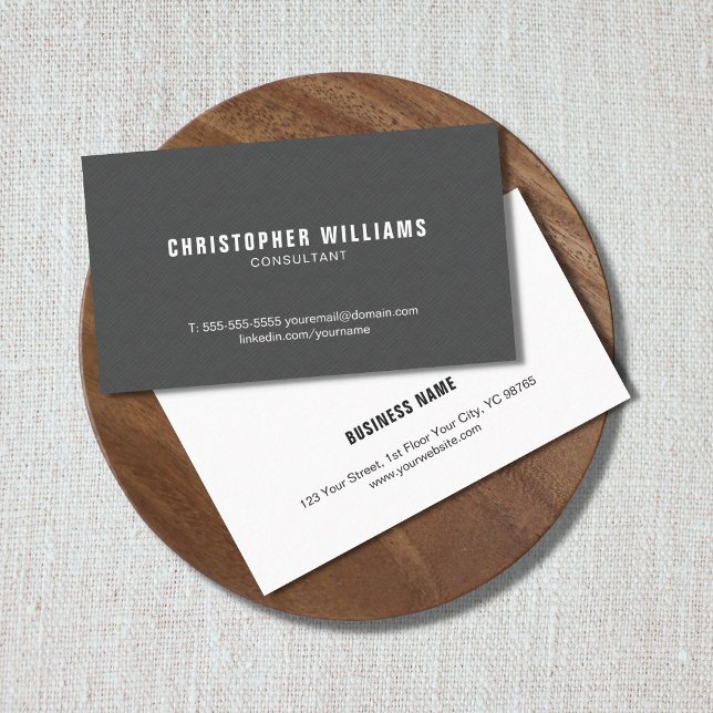 Professional Elegant Texture Grey White Consultant Business Card (Creator Uploaded)