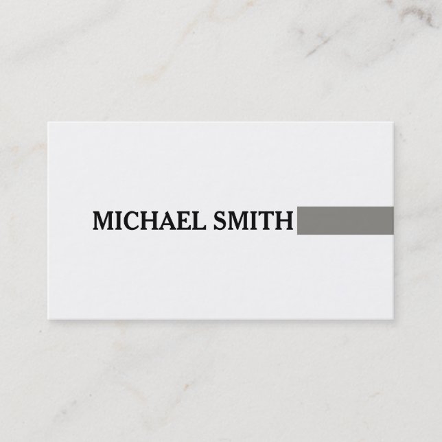 Professional Elegant Titanium Modern Plain White Business Card (Front)