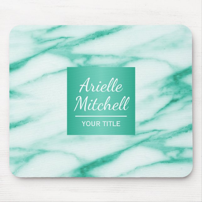 Professional Elegant Turquoise Alabaster Marble Mouse Pad (Front)
