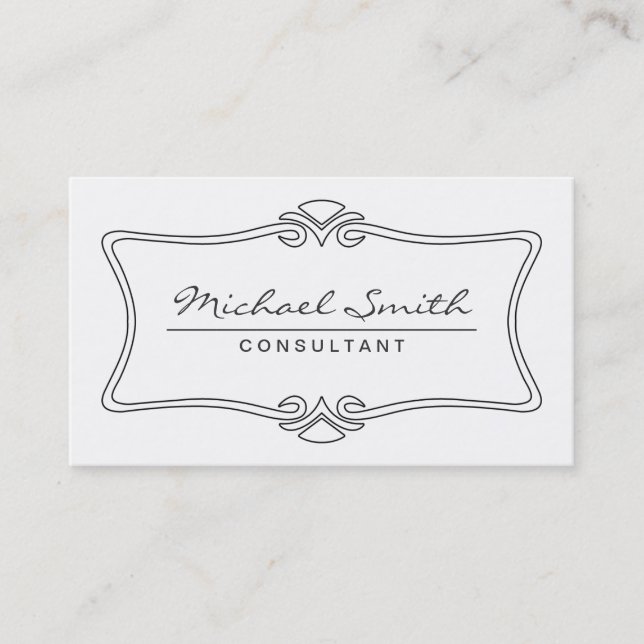 Professional Elegant Vintage Art Deco White Business Card (Front)