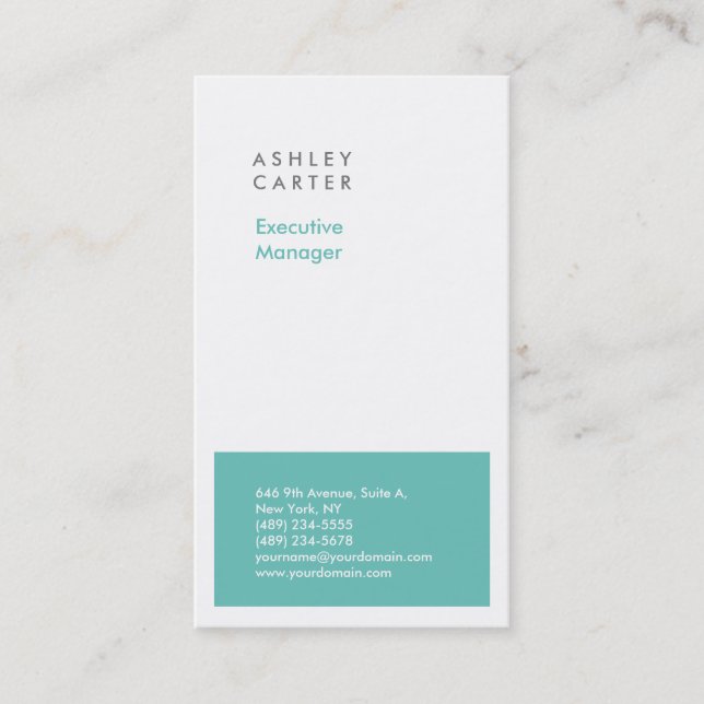Professional elegant white blue minimalist modern business card (Front)