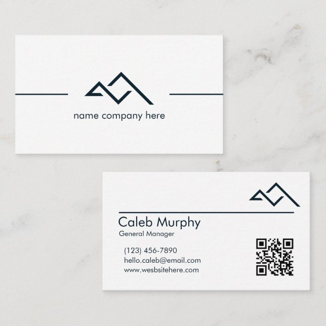 Professional Elegant White Bold Dark Green Modern Business Card (Front/Back)